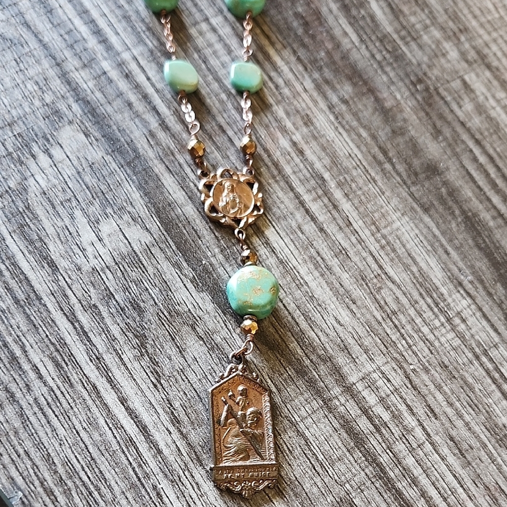 Turquoise and Gold Pendant Necklace